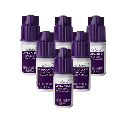 Nailene Ultra Quick Nail Glue - Durable, Easy to Apply False Nail Glue – Repairs Natural Nails – Quick-Drying Nail Adhesive Lasts Up to 7 Days - 3 g/0.10 oz - 6 Pack