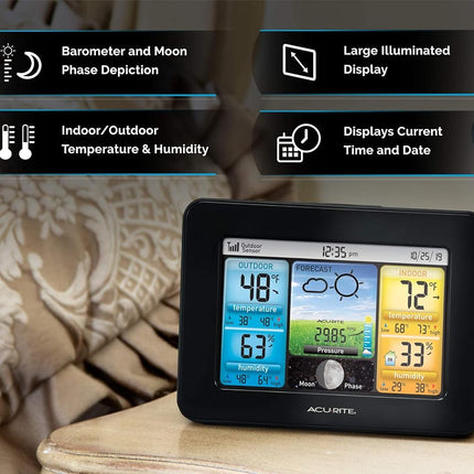AcuRite 02077RM Color LCD Screen Display with Temperature/Humidity Sensor, Black ,(02077M)