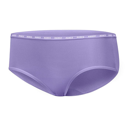 Calzones Hanes Girls' Big Moves, Ropa interior de tela elástica transpirable para adolescentes, X-Temp, Absorbe la humedad, Paquete de 6, Morado/Azul/Menta/Negro/Gris, Morado/Azul/Menta/Negro/Gris, 10
