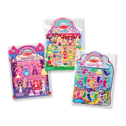 Melissa & Doug Puffy Sticker Activity Books Set: Princess, Mermaid, Fairy - 180+ Reusable Stickers - FSC Certified