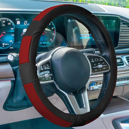 FH Group FH2002RED Steering Wheel Cover (Deluxe Full Grain Authentic Leather Red)