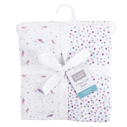 Draps-housses en coton Hudson Baby, lot de 2, motif licorne, taille unique