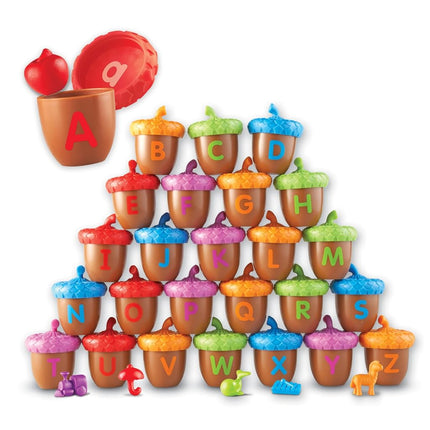 Learning Resources Alphabet Acorns — 78 Piece Alphabet Learning Toy for Phonics, Letter Recognition & Fine Motor Skills, Montessori-Inspired ABC Game for Ages 3+, Classroom/Home School