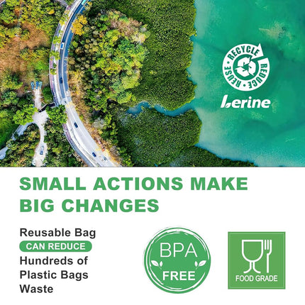 Lerine 24 Pack Dishwasher Safe Reusable Bags Silicone, Extra Thick Leakproof Reusable Freezer Bags, BPA Free Food Storage Bags for Lunch Meat Veggies (6 Gallon 9 Snack 9 Sandwich Bags)