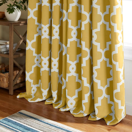 Exclusive Home Curtains Ironwork Woven Blackout Grommet Top Panel Pair, Sundress Yellow, 52x84, 2 Piece