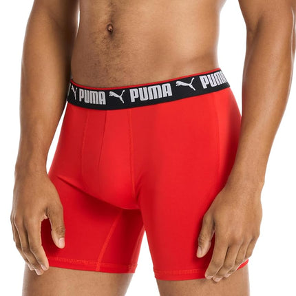 PUMA Men's 5 Pack Performance Boxer Briefs, Navy/Red/Black, M