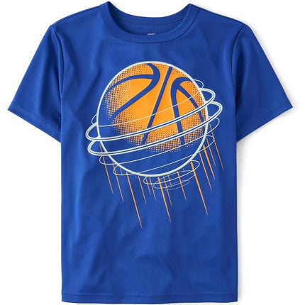 The Children's Place Boys' Active Performance Short Sleeve T-Shirt, Basketball Graphic, X-Small