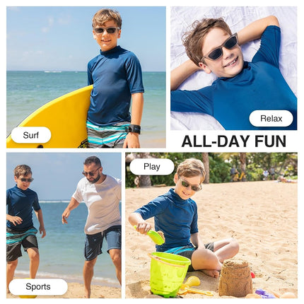 Kanu Surf Little Boys' Toddler Fiji UPF 50+ Sun Protective Rashguard, Navy, 3T
