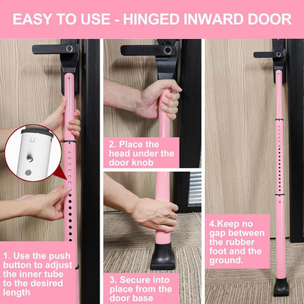 AceMining Upgraded Door Security Bar & Sliding Patio Bar, Heavy Duty Stoppers Adjustable Jammer for Home, Apartment, Travel (1 Pack,Pink)
