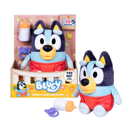 Bluey Toys, Care and Cuddle Baby Plush Toy, 11", 10 Sounds, Ages 3+