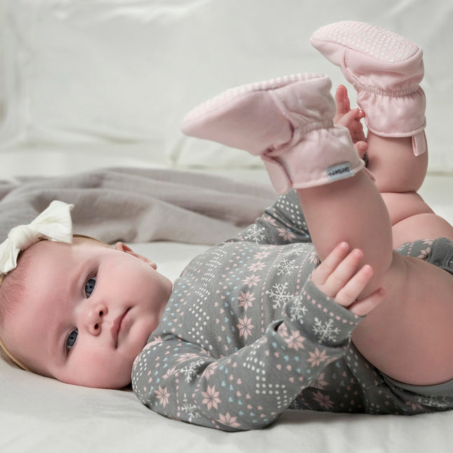 Gerber Baby Fleece Lined Wrap Fasten Non Skid Soft Slipper Booties, Pink, 3-6 Months Infant