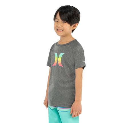 Camiseta de natación para niño Hurley con protección UV UPF 50+, Negro jaspeado/Icono, Pequeña