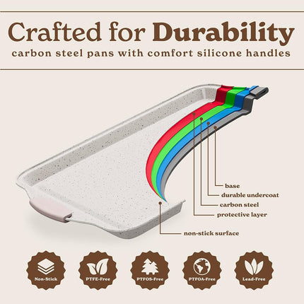Country Kitchen Nonstick Stackable Bakeware Set - Durable, Easy Release Baking Set, Cream, 10 Pcs