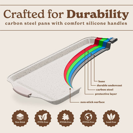 Country Kitchen Nonstick Stackable Bakeware Set - Durable, Easy Release Baking Set, Cream, 10 Pcs