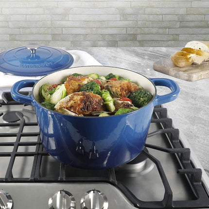 Cocotte hollandaise ronde en fonte émaillée Crock-Pot Artisan, 6,6 litres, bleu saphir