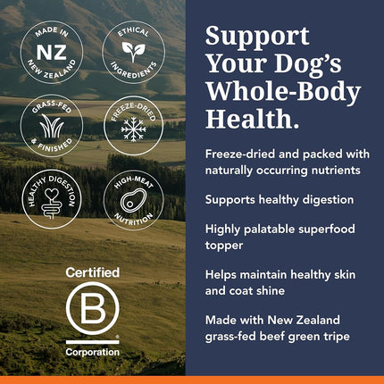 K9 Natural Beef Green Tripe Freeze-Dried Dog Food Booster, Grain-Free, 250g