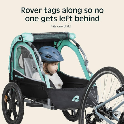 Remolque de Bicicleta Retrospec Rover para Niños - Remolque Plegable/Colapsable de un O Dos Asientos para Niños, con Ruedas de 16", Reflectores de Seguridad y Compartimento de Almacenamiento Trasero - Azul Ridge