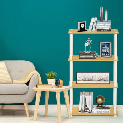 Furinno TURN-S-TUBE 4-Tier Tool-Free Corner Open Shelf, Beech