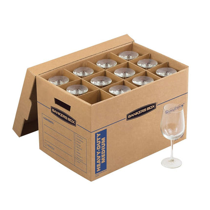 Bankers Box Kitchen Kit Moving Box 1 Pack, Dividers and Cushions, Reinforced Handles, Tape-Free Assembly, Box with Lid, 15-in x 12-in x 10-in (7710701)