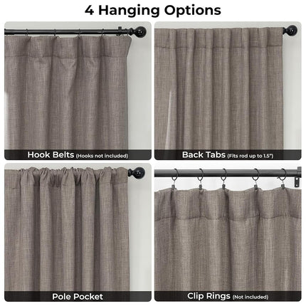 HPD Half Price Drapes Extra Wide Linen Room Darkening Curtain (1 Panel) 100 X 120, BOCH-LN18511-120-DW, Mink