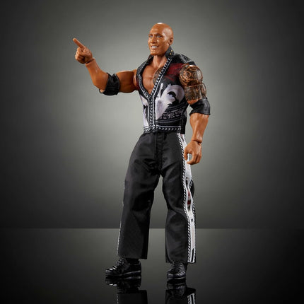 Mattel WWE Ultimate Edition Action Figure & Accessories, 6-inch The Rock Collectible Set, Swappable Heads & Hands, 30 Articulation Points