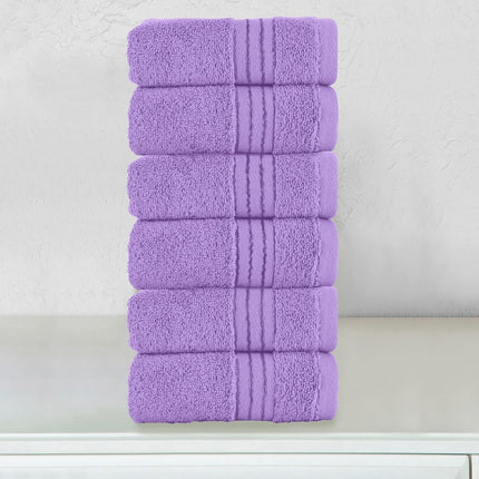Elegant Comfort Premium Turkish Cotton 6 Pack Washcloths Set - 13 x 13 inch, Luxurious Hotel Spa Quality 100% Turkish Cotton 6PC Washcloth Set - Highly Absorbent - Soft Bathroom Towels, Lilac