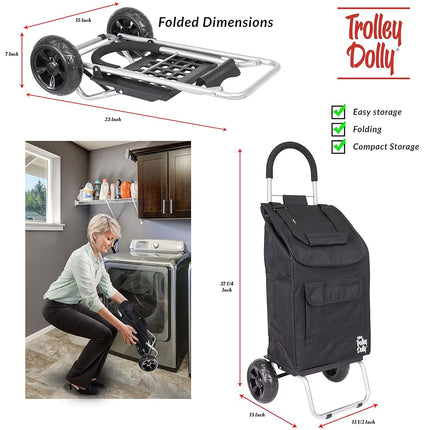 dbestproducts Shopping Grocery Foldable Cart, Polyester, Black, Bigger