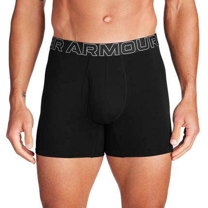 Under Armour Men's Charged Cotton 6-inch Boxerjock 3-Pack, Black Solid - Core, 3XL