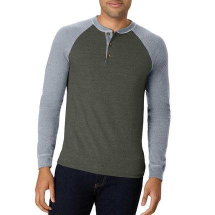 Hanes Men`s Beefy-T Long-Sleeve Colorblock Henley,