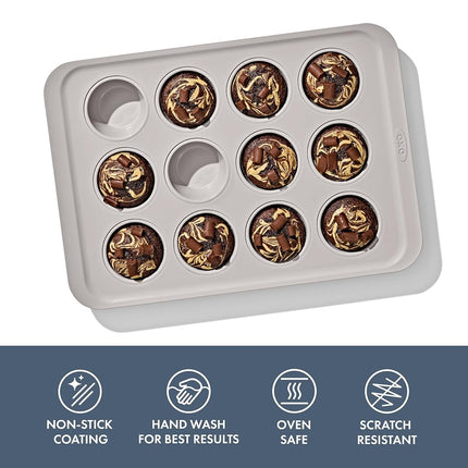 OXO Good Grips Non-Stick Pro Ceramic Coated Metal Bakeware 12 Cup Muffin Pan, Storm Blue
