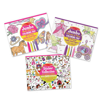 Paquete de cuaderno de pegatinas/libros para colorear para niñas de Melissa & Doug