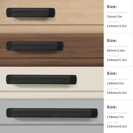 CABDM 10 Pack Black Cup Pulls 3-3/4"(96mm) Center to Center Drawer Pulls Matte Black Cabinet Cup Pulls Kitchen Cabinet Hardware Vintage Cabinet Handles Bin Cup Drawer Handles Black Knobs.