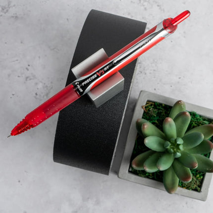 PILOT Precise V5 RT Refillable & Retractable Liquid Ink Rolling Ball Pens, Extra Fine Point (0.5mm) Red Ink, 12-Pack (26064)
