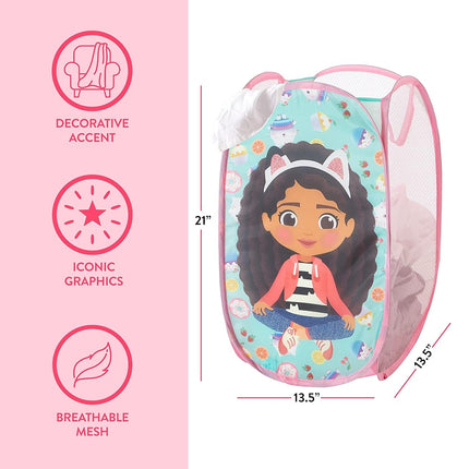 Idea Nuova Gabby's Dollhouse Pop Up Hamper with Durable Carry Handles, 21'' H x 13.5'' W X 13.5'' L