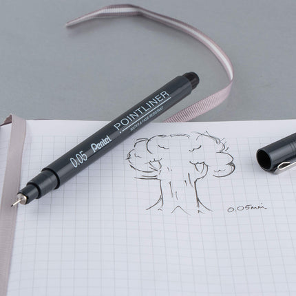 Bolígrafo de dibujo Pentel Arts Pointliner, paquete de 5, tamaños surtidos, tinta negra (S20PBP5A)