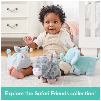 GUND Baby Safari Friends Colección de peluches de leopardo con sonajero, juguete sensorial de peluche para bebés y recién nacidos, gris/rosa, 17,78 cm