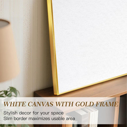 QUEENLINK Fabric Bulletin Board, 30" x20", Gold Aluminum Frame, White