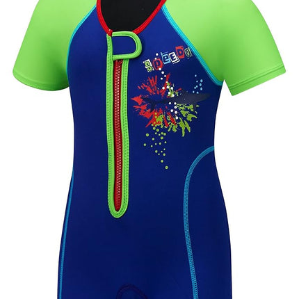 Speedo unisex-child Uv Thermal Swimsuit Begin to Swim UPF 50,Sapphire Blue,6/6X (Little Kids)