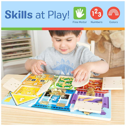 Melissa & Doug Wooden Latches Board | Wooden Toy | Developmental Toy | Motor Skills | Problem Solving | 3+ | Gift for Boy or Girl