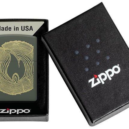 Zippo Wood Ring Design Lighter, Green Matte