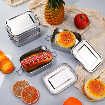 Umigy 12 Pcs Stainless Steel Food Containers 550/850/1400/2400 ml Metal Bento Lunch Box Stainless Steel Food Storage Containers, Lockable Clips to Leak Proof, Reusable Dishwasher Snack Boxes for Work