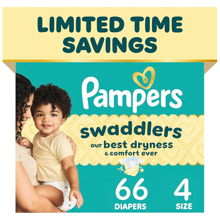 Diapers Size 4, 66 Count - Pampers Swaddlers Disposable Baby Diapers, Super Pack