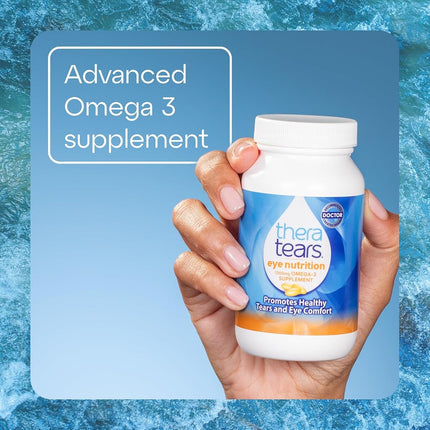 Thera Tears 1200mg Omega 3 Supplement for Eye Nutrition, Organic Flaxseed Triglyceride Fish Oil and Vitamin E, 180 Count