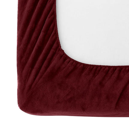 Elegant Comfort Luxuriously Soft 4-Piece Velvet Plush Flannel Sheet Set - Premium Quality - Cozy Warm, Anti-Static, Non Pilling Fuzzy Velvet Flannel Fleece Deep Pocket Sheet Set - King, Burgundy