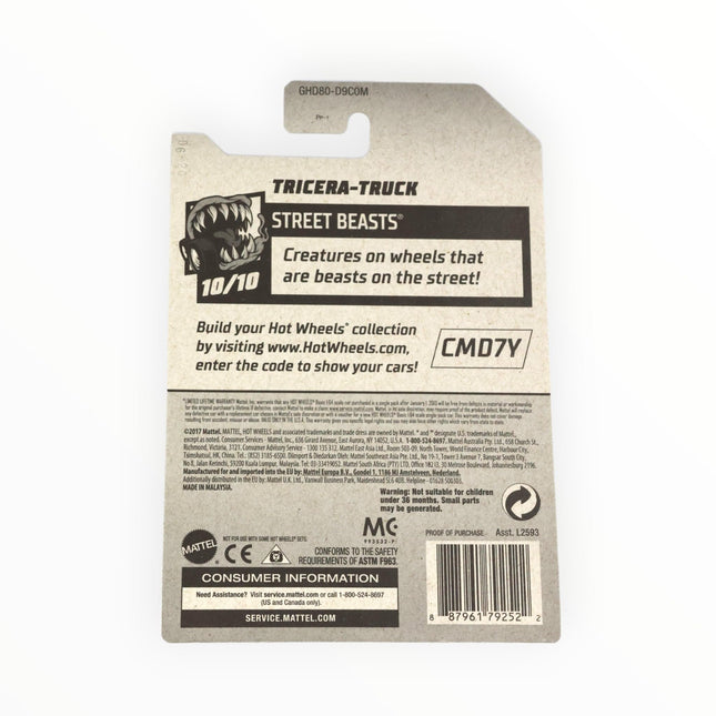 Hot Wheels Tricera-Truck, Street Beasts 10/10 [Treasure Hunt]