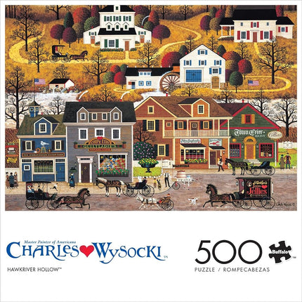 Buffalo Games - Charles Wysocki - Hawk River Hallow - 500 Piece Jigsaw Puzzle Colorful Puzzle for Adults – Precision-Cut Pieces, Beautiful Artwork, and Hours of Relaxing Fun