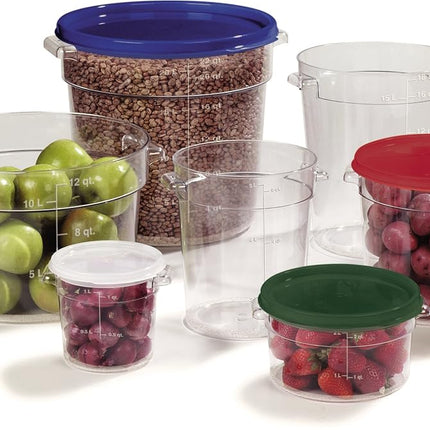 Carlisle FoodService Products Storplus Round Food Container Storage Container with Stackable Design for Storage, 8 Quart, Clear, (Pack of 12)