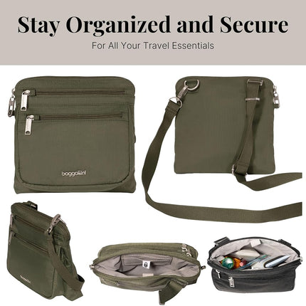 Baggallini Securtex Anti-Theft Crossbody, Thyme, One Size