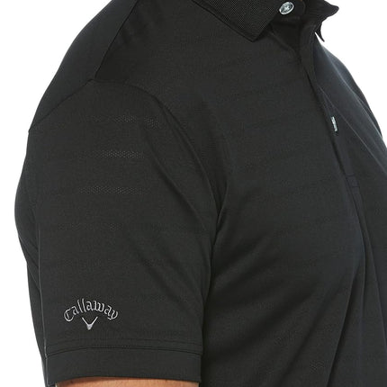 Callaway Men's Golf Short Sleeve Pique Open Mesh Polo Shirt, Black, X-Large