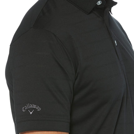 Callaway Men's Golf Short Sleeve Pique Open Mesh Polo Shirt, Black, X-Large